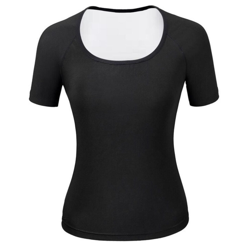 (black,silver, L/XL) Sauna Shirt For Women Short Sleeve Sweat Suit Compression Shirts Sauna Workout Tank Top Body Shaper Slimming Underwear Fitness Shapewear Sweatshirt