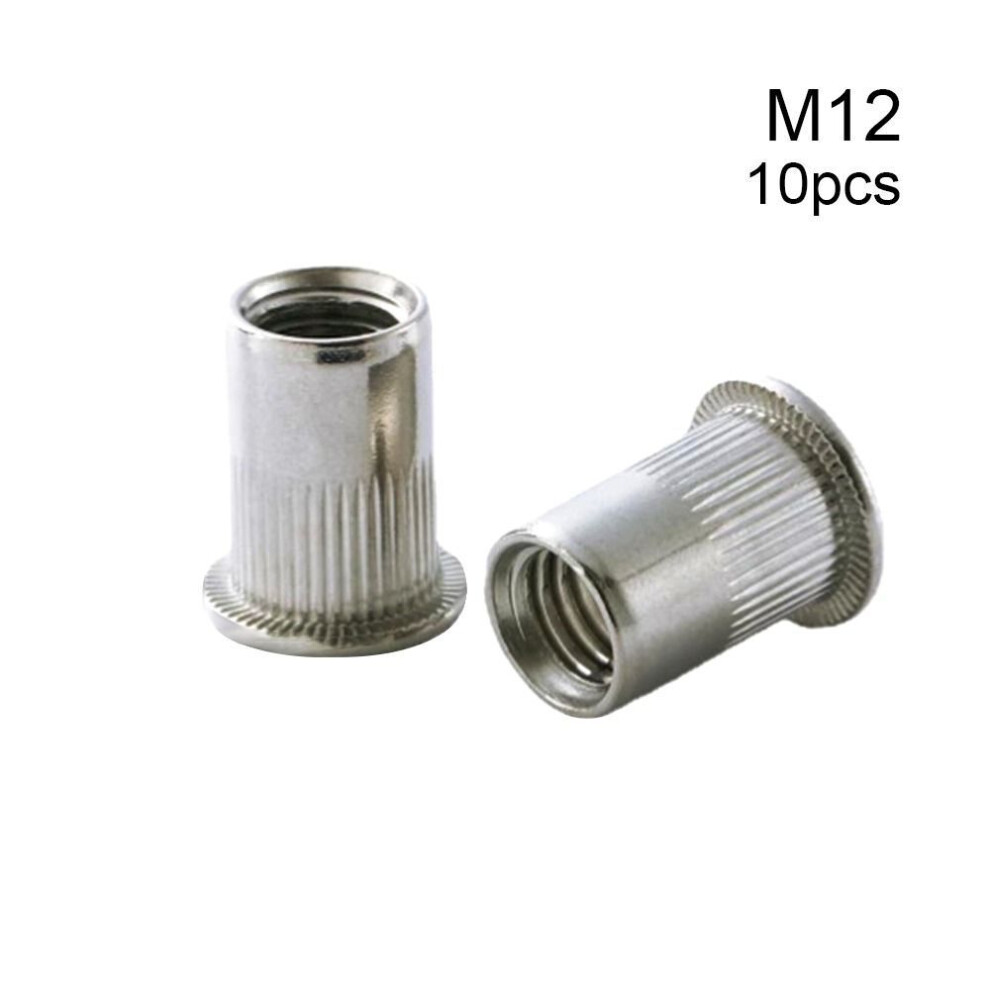 (10pcs M12) M6 M8 M10 M12 Rivet Nut Tool Set Stainless Steel Rivnut Flat Head Insert Nutsert Cap Threaded Rivet