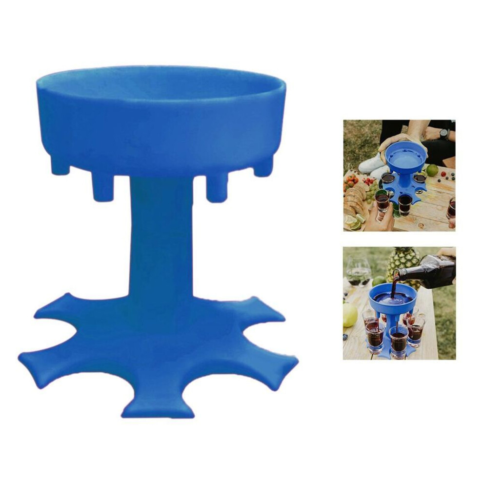(blue, with 6 cups) Bar 6 Shot Glass Dispenser Holder Six Ways Wine Glass Rack Cooler Beer Beverage Dispenser Shot Buddys Cocktail Dispenser Holder