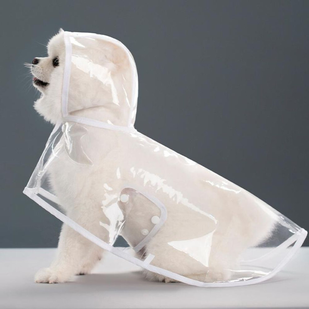 (white, M 1.5-2.5KG) Pet Dog Raincoat Waterproof Pet Clothes Hooded Rain Jacket for Small Medium Dogs Transparent Plastic Puppy Rain Poncho Rainwear
