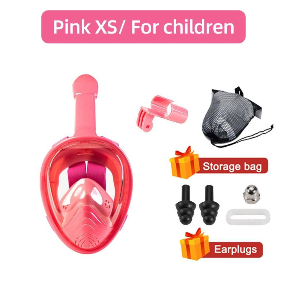 (pink) Olikei Full Face Children&apos;s Diving Mask Anti-fog Leakproof Scuba Snorkeling Mask Underwater Goggles Safe Breathing Swimming Mask For Kids