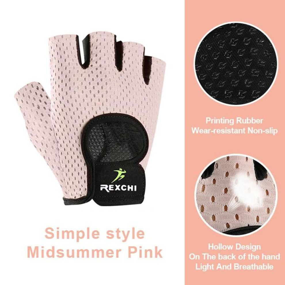(apricot, L) Olikei Fitness Gloves For Men Women Half-finger Sports Riding Gloves Breathable Gym Gloves Wear-resistant Non-slip Horizontal Bar Dumbbell Glove