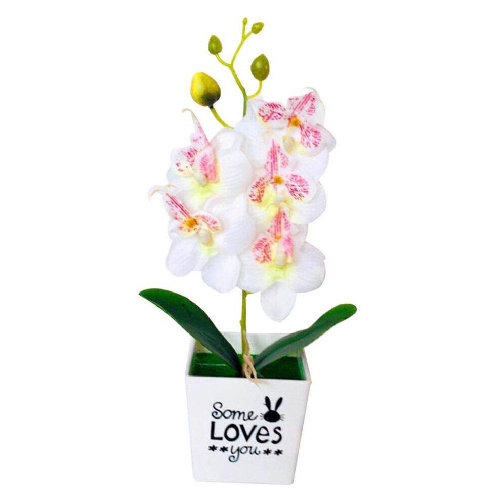 (white) Artificial Fake Flower With Orchid Furniture Butterfly Home  Decor