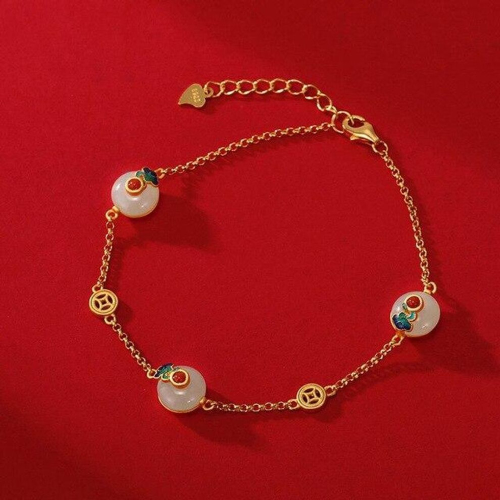 (yellow, Resizable) 14k Gold Charm Bracelets &amp ;bangle For Women Girls Elegant Birthday Wedding Party Jade Jewelry Elegant Braclets For Women