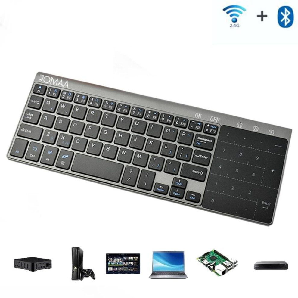 (Spanish) Jomaa Mini Bluetooth Keyboard 2.4g Wireless Portable Lightweight With Built-in Touchpad, Compatible With Apple Tv, Ps4, Htpc