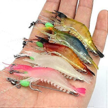 (As show, One size) 5 Colors Shrimp Bait Shrimp Lures Fishing Kit Fishing Bait with Hooks Beads Fishing Tac FKQ