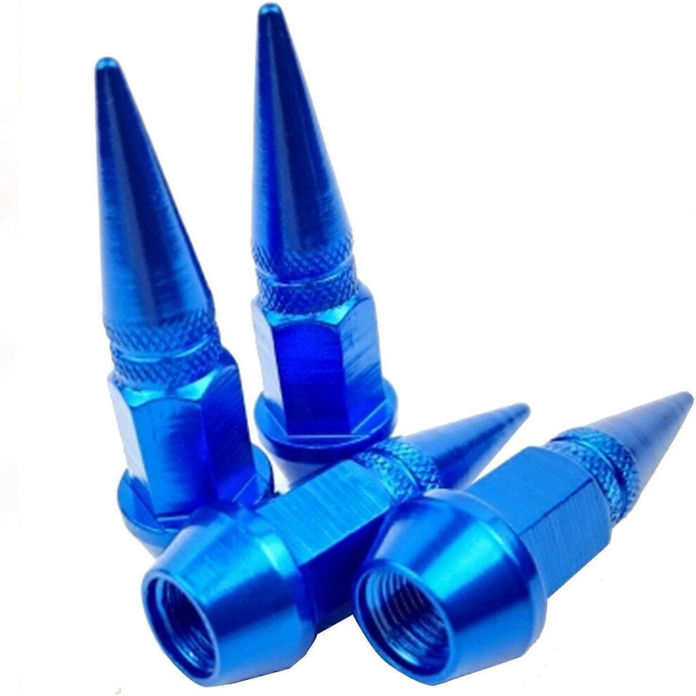(As Show, One Size) 4Pcs Spike Wheel Tire Valve Stem Caps, 45Mm Aluminum Alloy Spiked Tire Covers(Bl Cmk 5093216544203