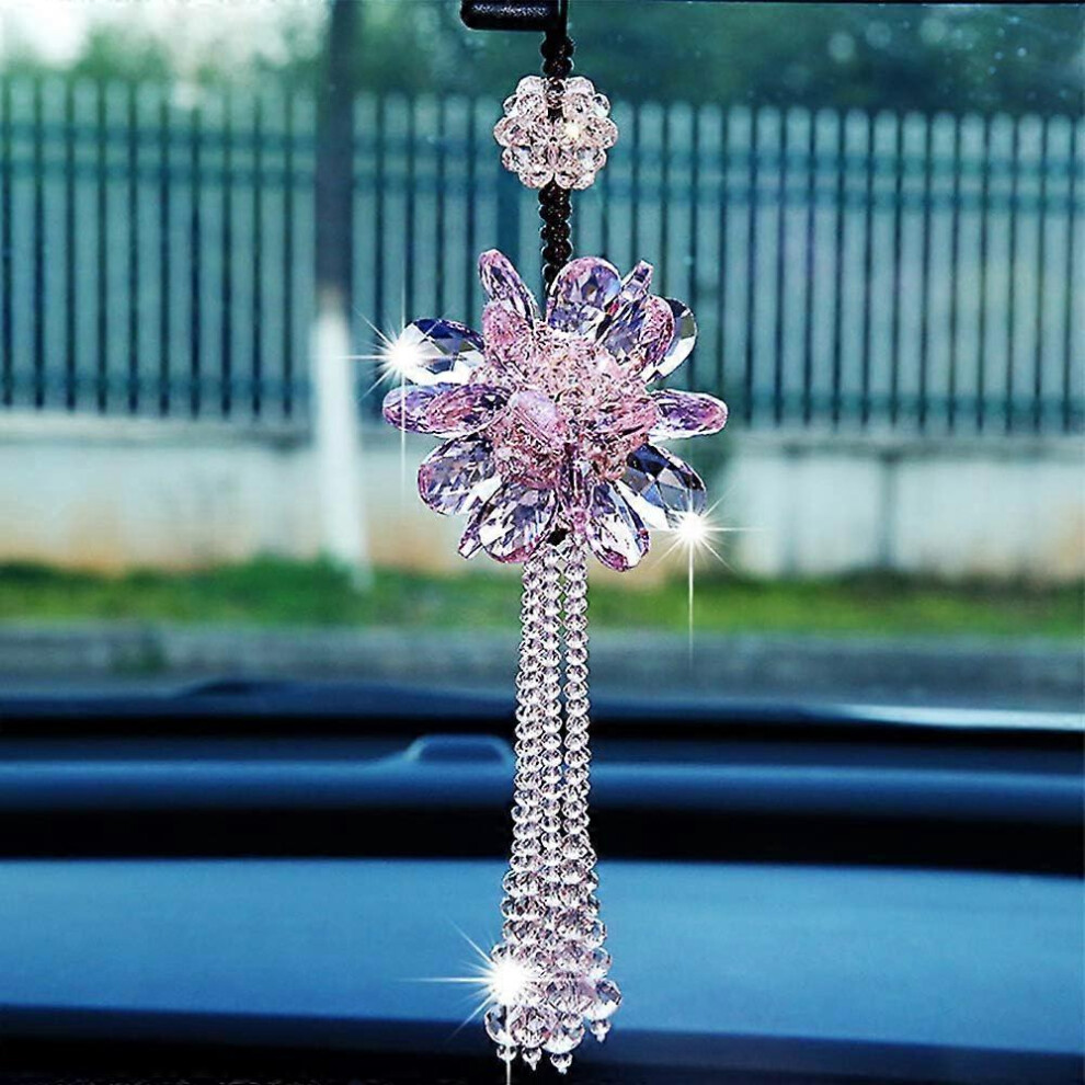 (As Show, One Size) Crystal Float Rearview Mirror Pendant Crystal Pendant Fashion Car Decoration(Pi Kfm 5093216587576