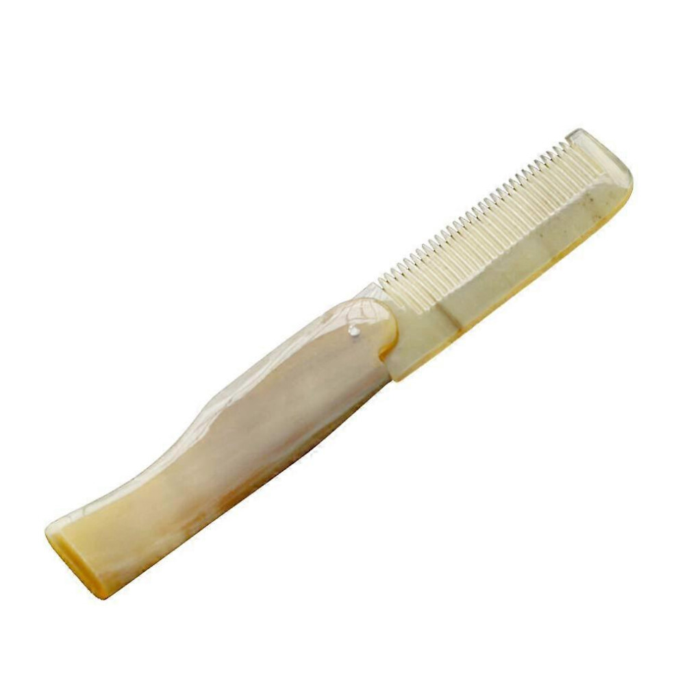 (As show, One size) Pocket Travel Size Comb Folding Comb Ox Horn Comb Hair and Beard C LBK