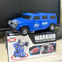 (Blue Hummer [Color box without battery]) Automatic Transformation Robot Car Toy Vehicle, 360 Automatic Obstacle Avoidance Electric Toy