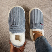 (grey, 3.5-4) Super Soft Thermal Winter Slippers, Cozy & Warm Plush Floor Slippers