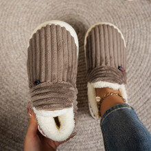 (Coffee color, 4.5-5) Super Soft Thermal Winter Slippers, Cozy & Warm Plush Floor Slippers
