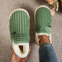 (Green, 3.5-4) Super Soft Thermal Winter Slippers, Cozy & Warm Plush Floor Slippers