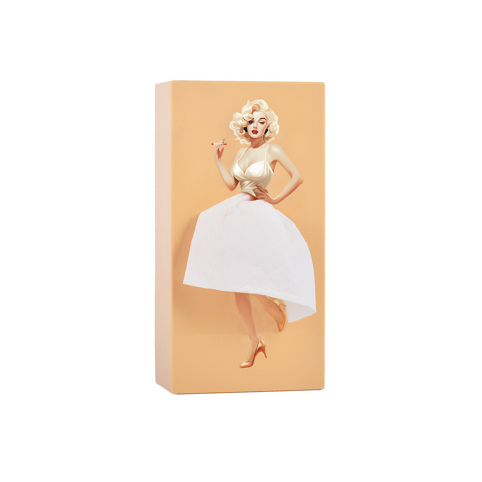 (beige) Cartoon Anime Girl Tissue Box Tissue Box Puffy Skirt Girl Face Tissue Box Cute Desktop Decorative Ornaments