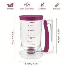 (purple) 1 Pc Pancake Cupcake Batter Dispenser, Collapsible Batter For Cupcakes, Waffles, Muffin Mixes Or Any Baked Goods