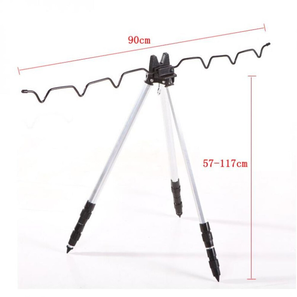 (7 Groove) Aluminum Alloy Telescopic 5/7groove Fishing Rod Holder Collapsible Tripod Stand Fishing Pole Bracket