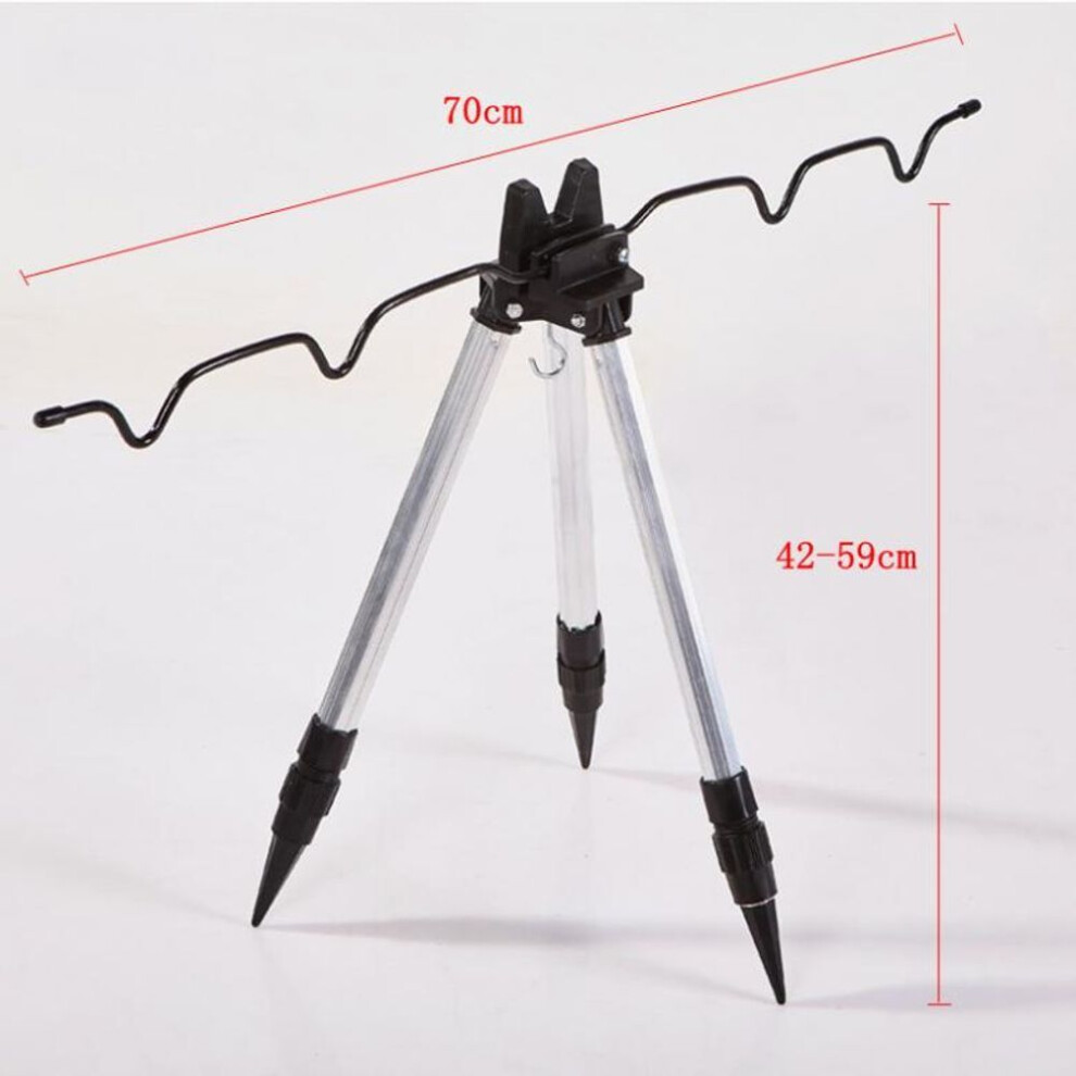 (5 Groove) Aluminum Alloy Telescopic 5/7groove Fishing Rod Holder Collapsible Tripod Stand Fishing Pole Bracket