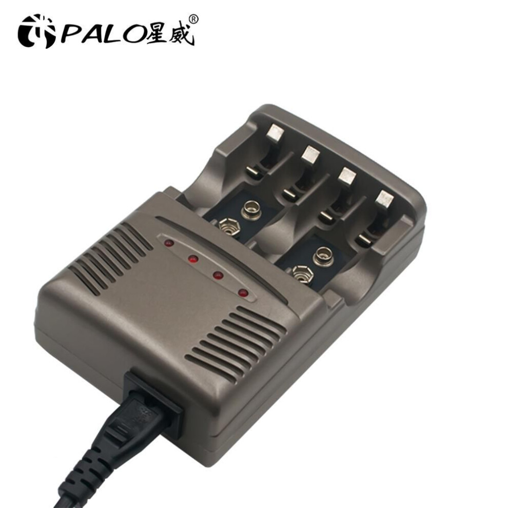 (UK) Palo Led Light Smart Charger For Ni-mh Ni-cd Aa Aaa Rechargeable Batteries For Ni-cd Li-ion 9v 6f22 Battery Multi-function Battery Charger