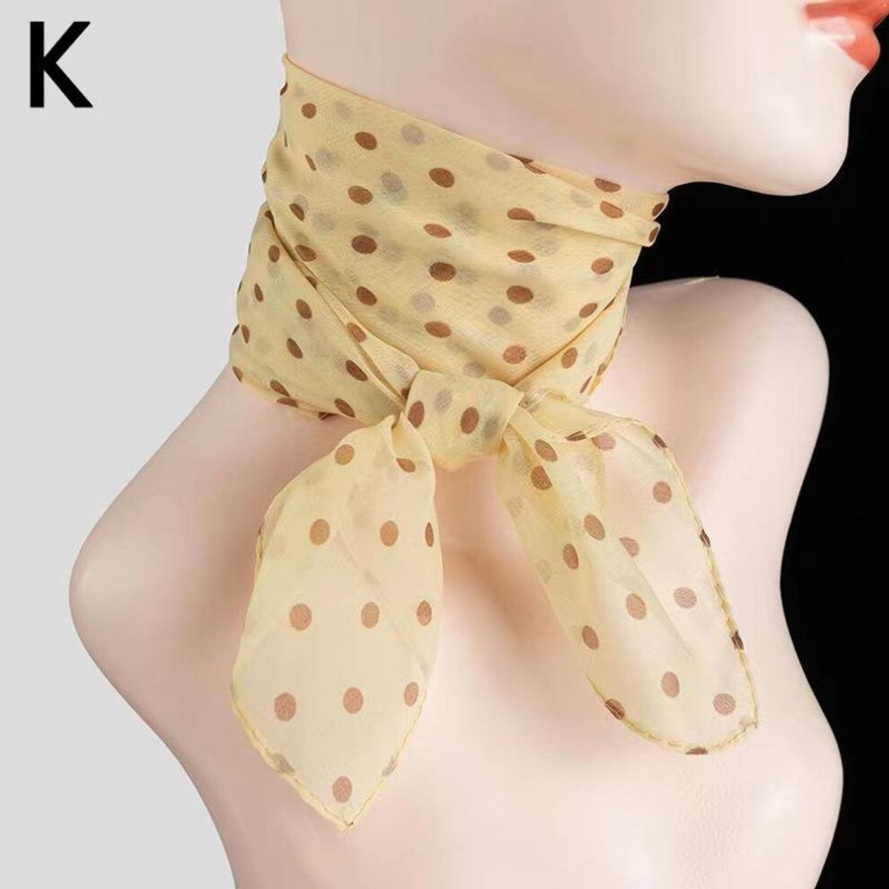 (K) Square Chiffon Scarf Sun Protection Thin Scarves Soft Wrap Shawl Polka Dot Women Accessories