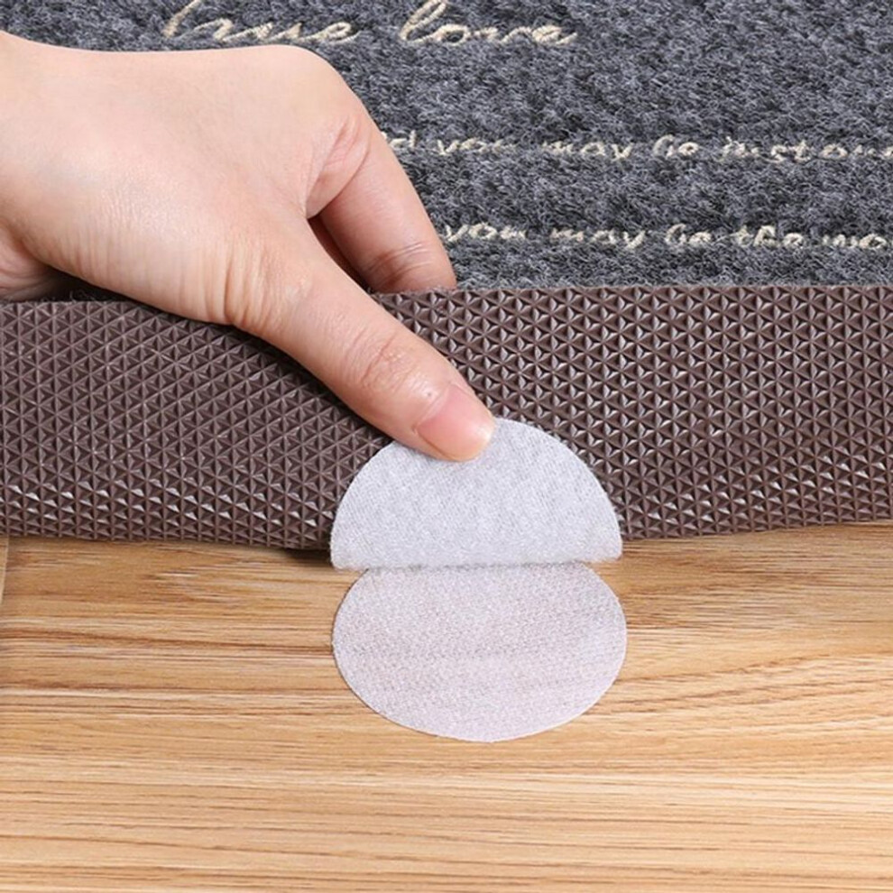 (white, round) 10pairs Anti Curling Carpet Tape Hook And Loop Rug Gripper Velcro Keep The Corners Flat