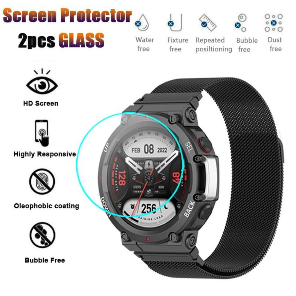 (T-REX 2) 2pcs Tempered Glass For Amazfit T-rex 2 T-rex2 Smart Watch Hd Watch Screen Protective Film For Amazfit Trex 2