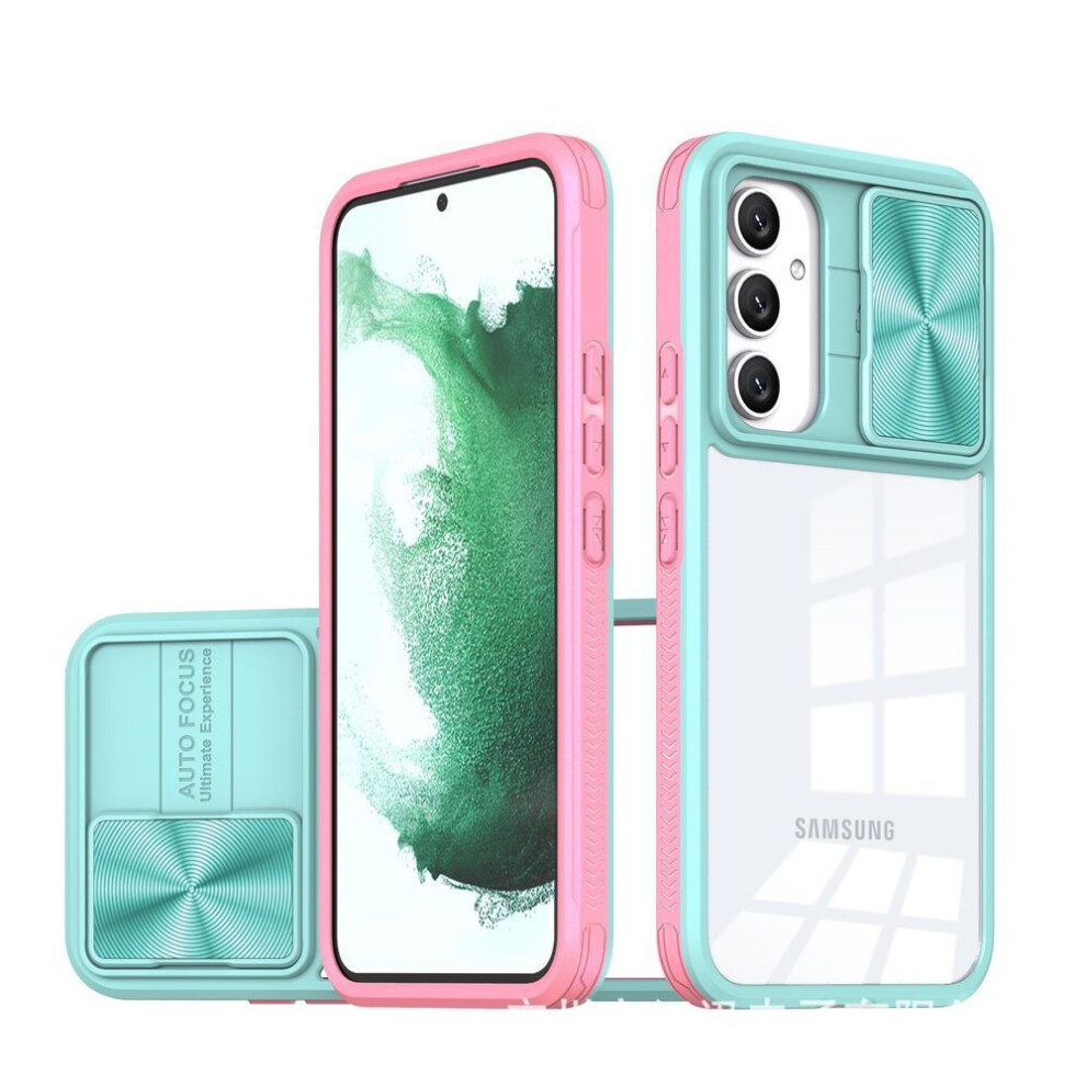 (sky blue, iPhone 14Pro) Camera Protect Acrylic Case For Samsung Galaxy A55 A35 A25 A15 A05 A05s A54 A34 A24 A14 A53 A33 A23 A13 A52 S24 Ultra S23 Fe S22 Clear Back Cover Case
