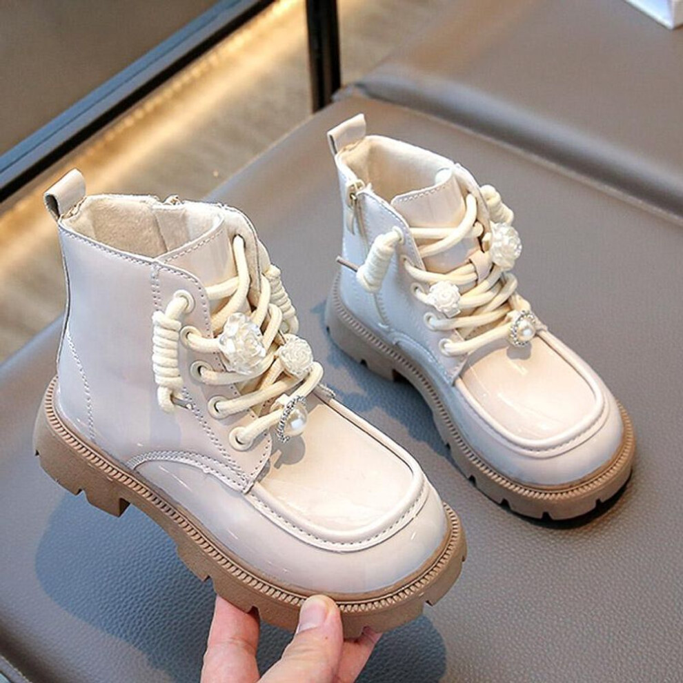(beige, 29) Kids Girls Fur Ankle Boots Fashion Children Short Booties Warm Shoes  For 4~9 Years Autumn