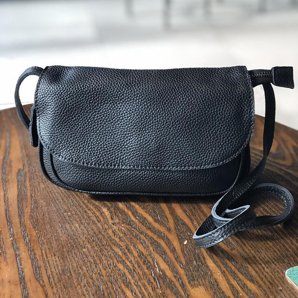 (black) Johnature Versatile Leisure Women Small Bag Genuine Leather Solid Color Nature Soft Cowhide Shoulder & Crossbody Bags