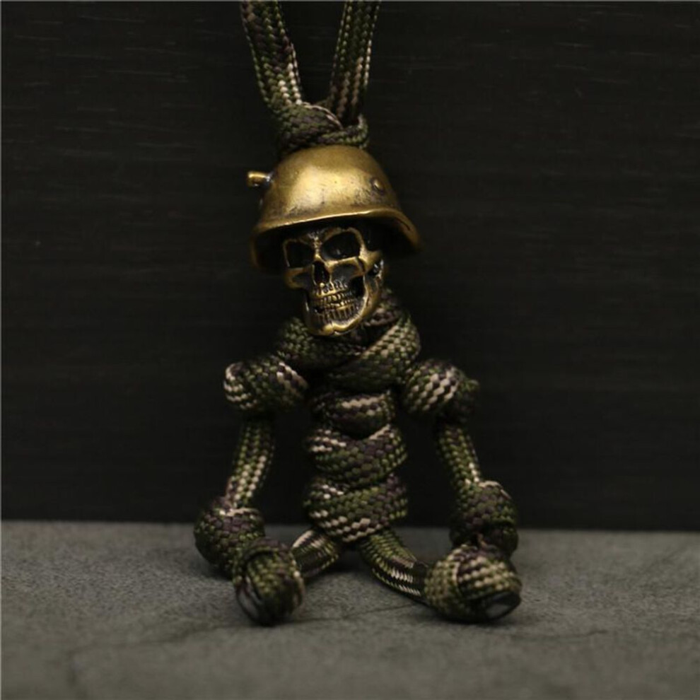 (Other) Skull Head Soldier King Keychain Lanyard Pendants Jewelry Edc Outdoor Knife Bead Tool Punk Diy Paracord Handmade Woven Accessory
