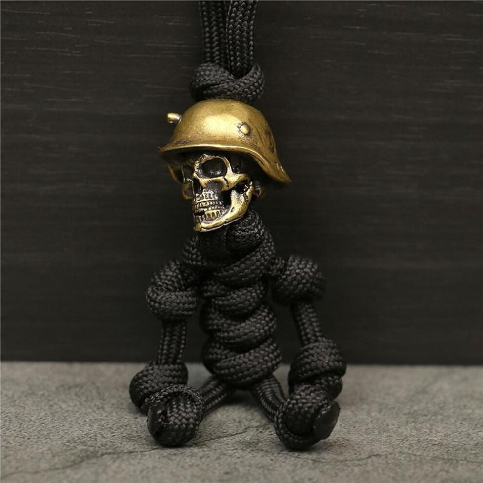 (Other) Skull Head Soldier King Keychain Lanyard Pendants Jewelry EDC Outdoor Knife Bead Tool Punk DIY Paracord Handmade Woven Accessory