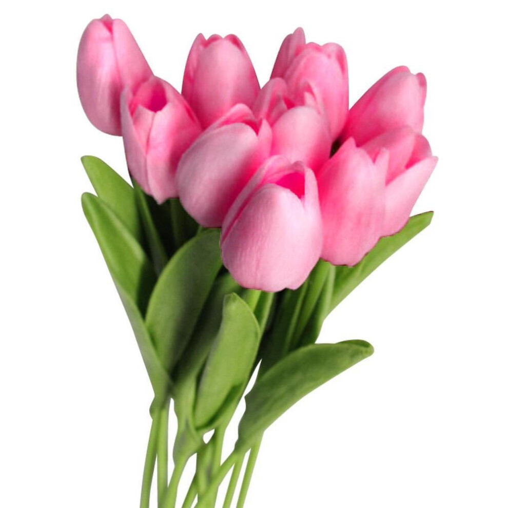 (rose red) Blooming Bouquet 10pcs/set Faux Tulip Flowers Gift Photograph Prop Homen Decor