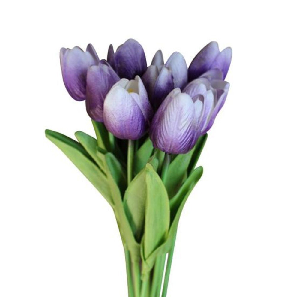 (light purple) Blooming Bouquet 10Pcs/Set Faux Tulip Flowers Gift Photograph Prop Homen Decor