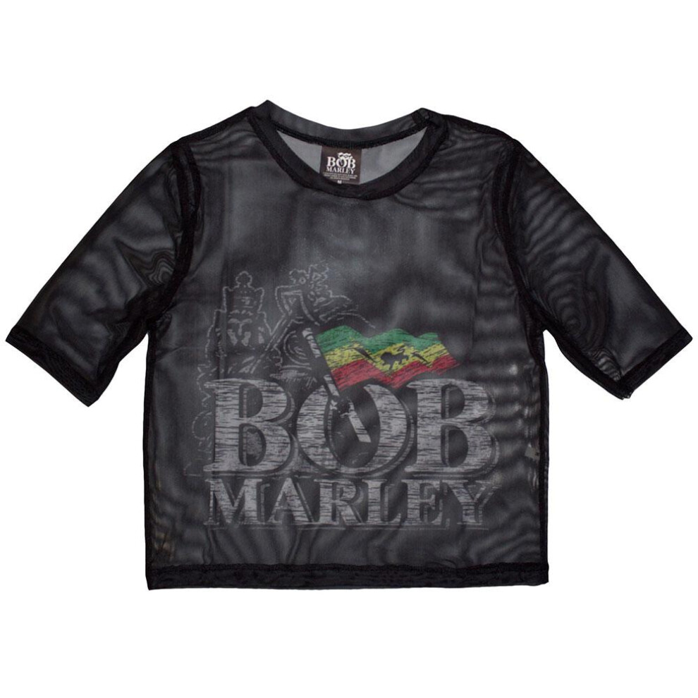 (XXL, Black) Bob Marley Womens/Ladies Mesh Crop Top-image-OPC-PG2S6QW-NEW