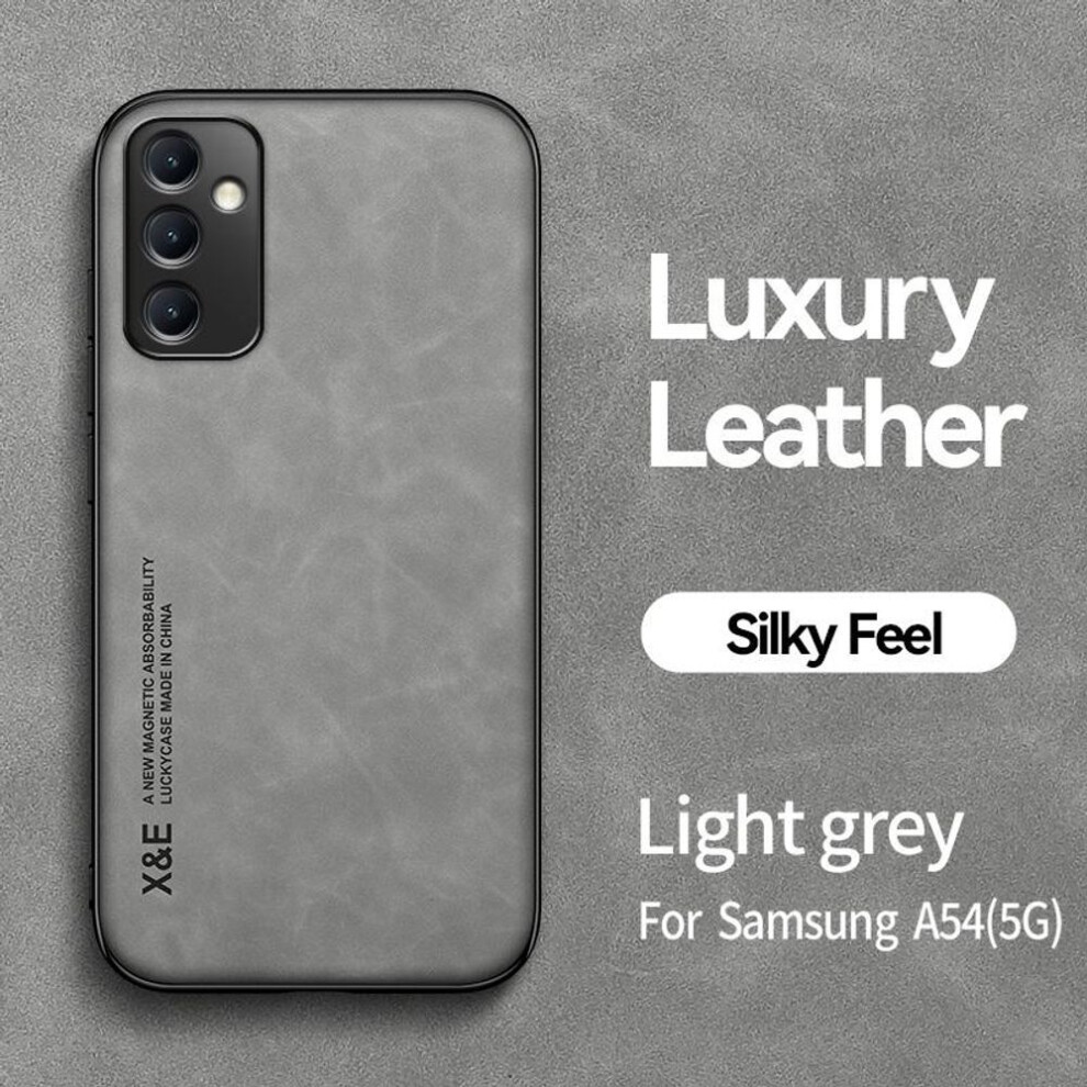 (light grey, For Galaxy A54 5G) For Samsung Galaxy A54 5g Case Leather Soft Silicone Phone Case For Samsung A54 54a A 54 5g 2022 Car Magnetic Holder Back Cover