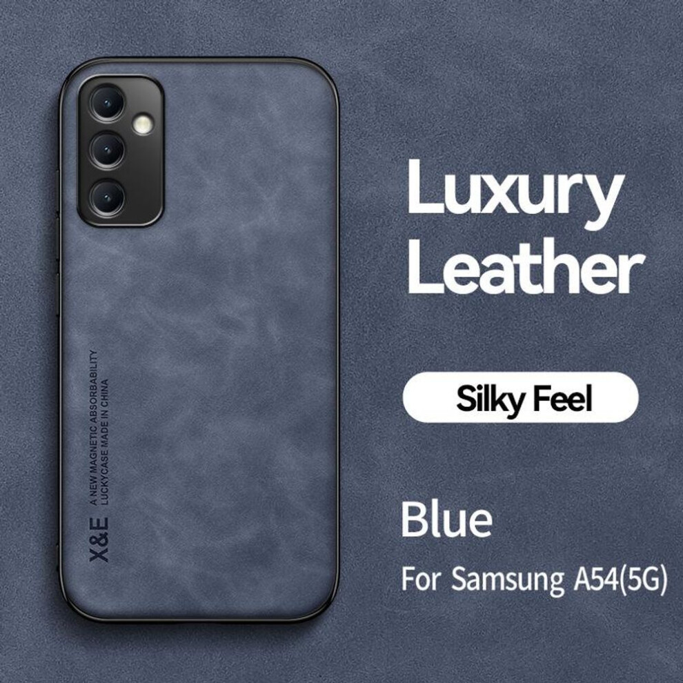 (blue, For Galaxy A54 5G) For Samsung Galaxy A54 5g Case Leather Soft Silicone Phone Case For Samsung A54 54a A 54 5g 2022 Car Magnetic Holder Back Cover