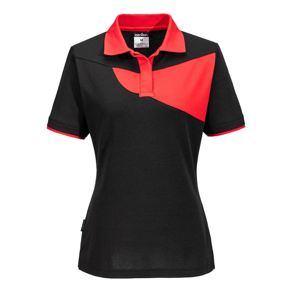 (XL, Black/Red) Portwest Womens/Ladies PW2 Polo Shirt