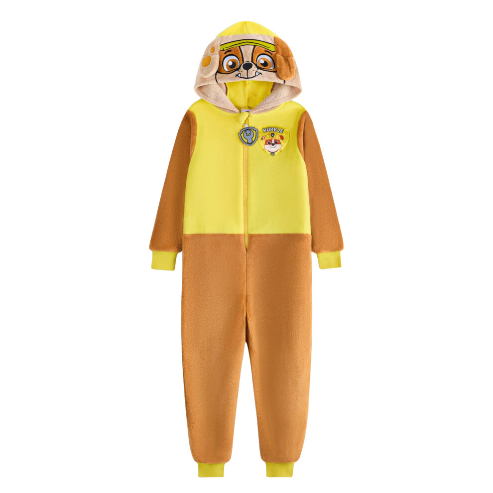 (4-5 Years, Yellow) Paw Patrol Childrens/Kids Rubble Applique Face Jumpsuit