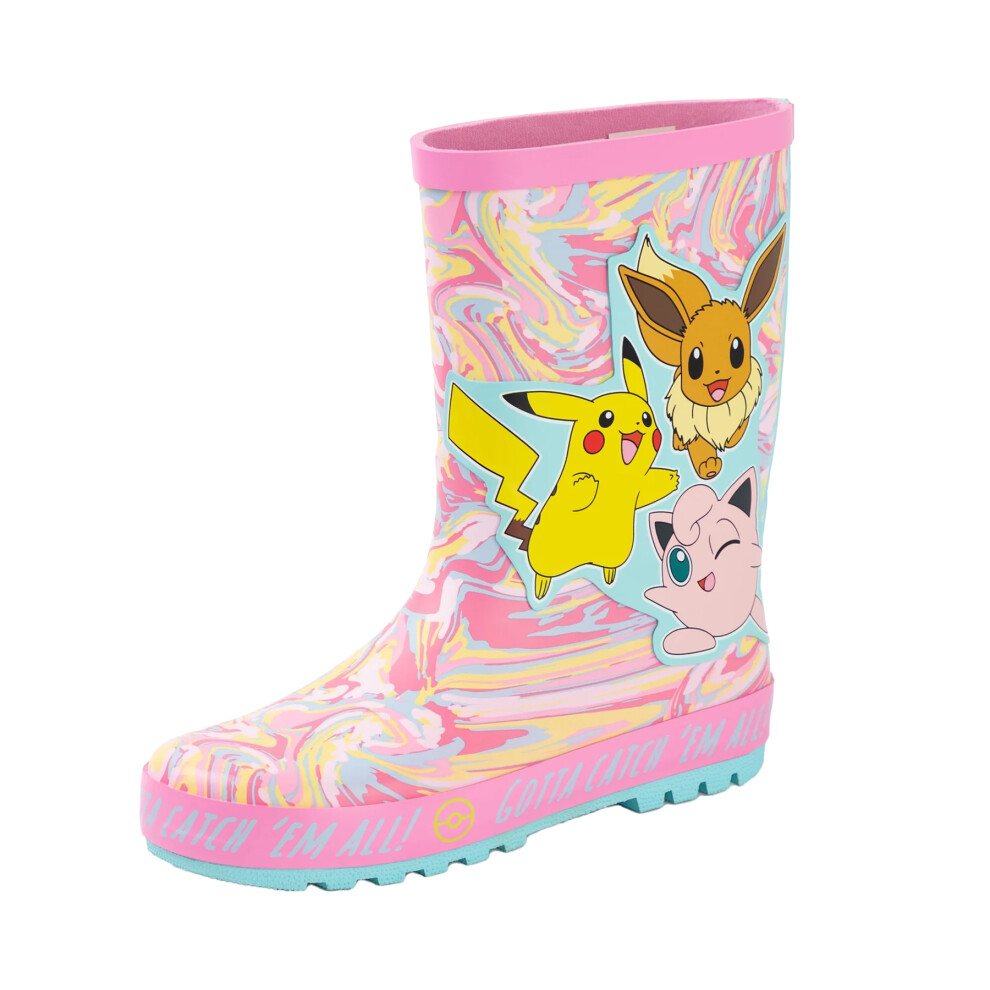 (10 UK Child, Multicoloured) Pokemon Girls Characters Wellington Boots