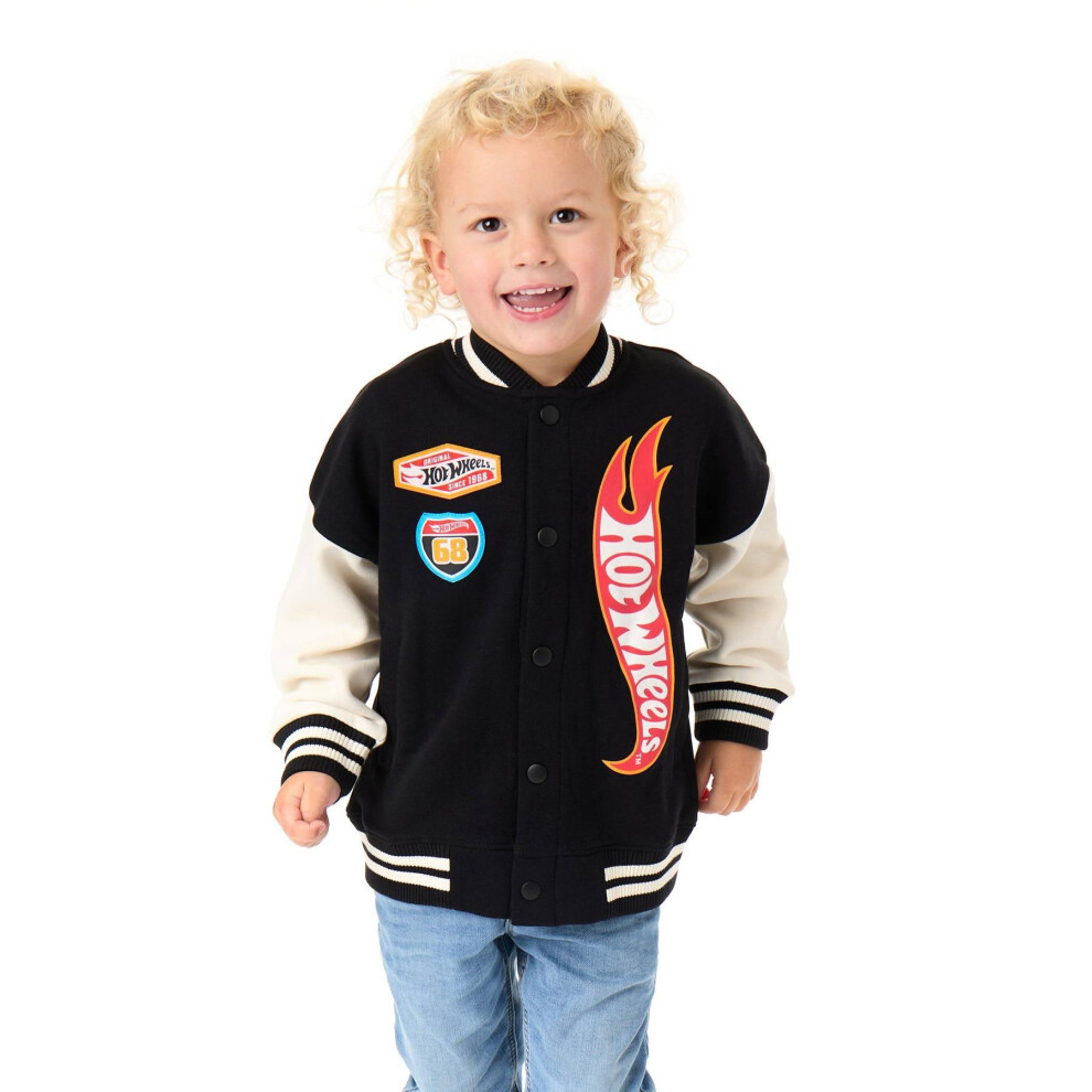 (4-5 Years, Black/White) Hot Wheels Boys Turbo Charged Bomber Jacket