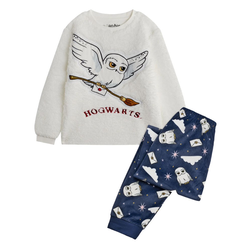 (13-14 Years, White/Blue) Harry Potter Girls Hedwig Long Pyjama Set