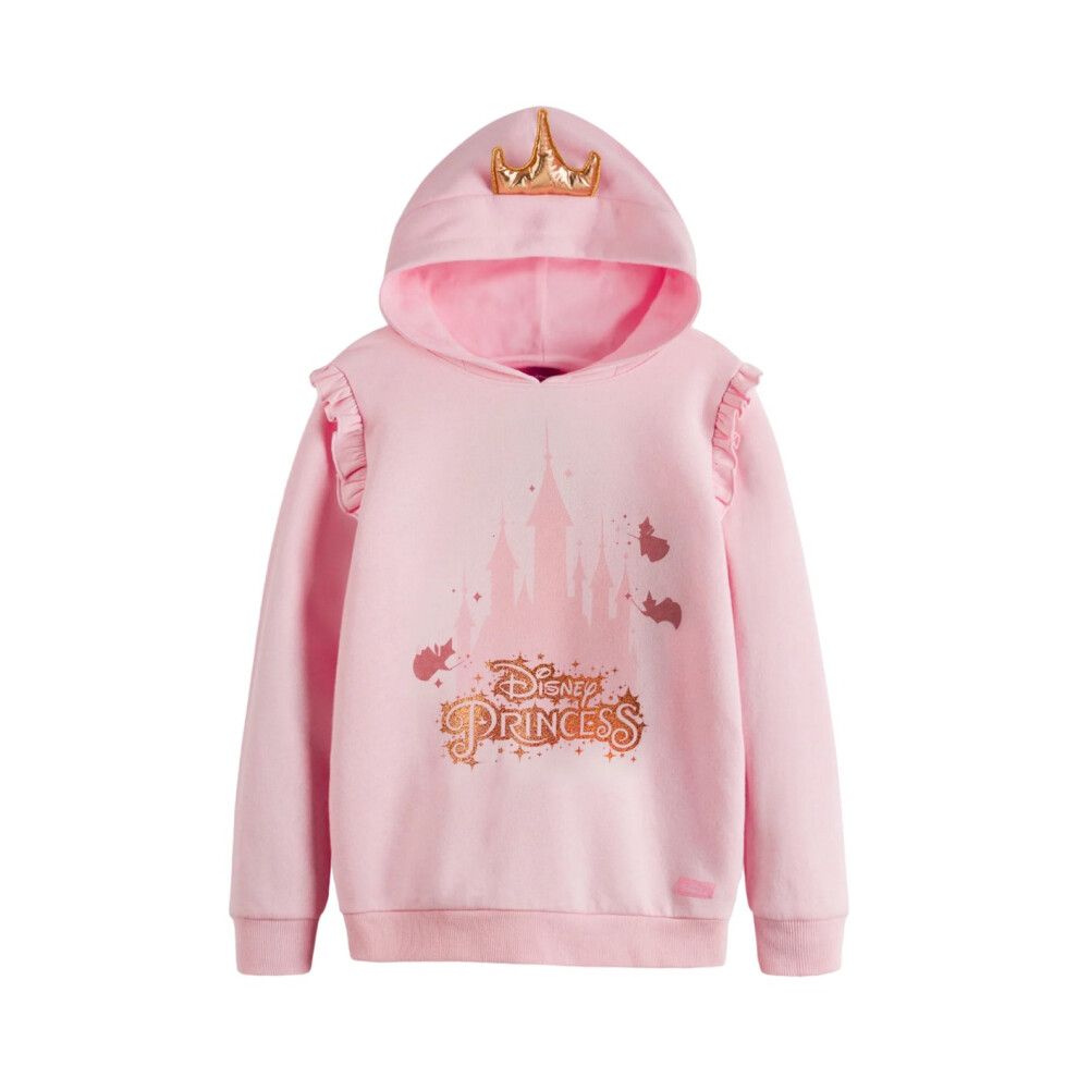 (9-10 Years, Pink) Disney Princess Childrens/Kids Crown 3D Hoodie