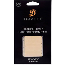 Beautify Natural Hold Double-Sided Hair Extension Tape Tabs - 120 Tabs, Low Residue, 1 cm x 4 cm, 4-6 Week Hold