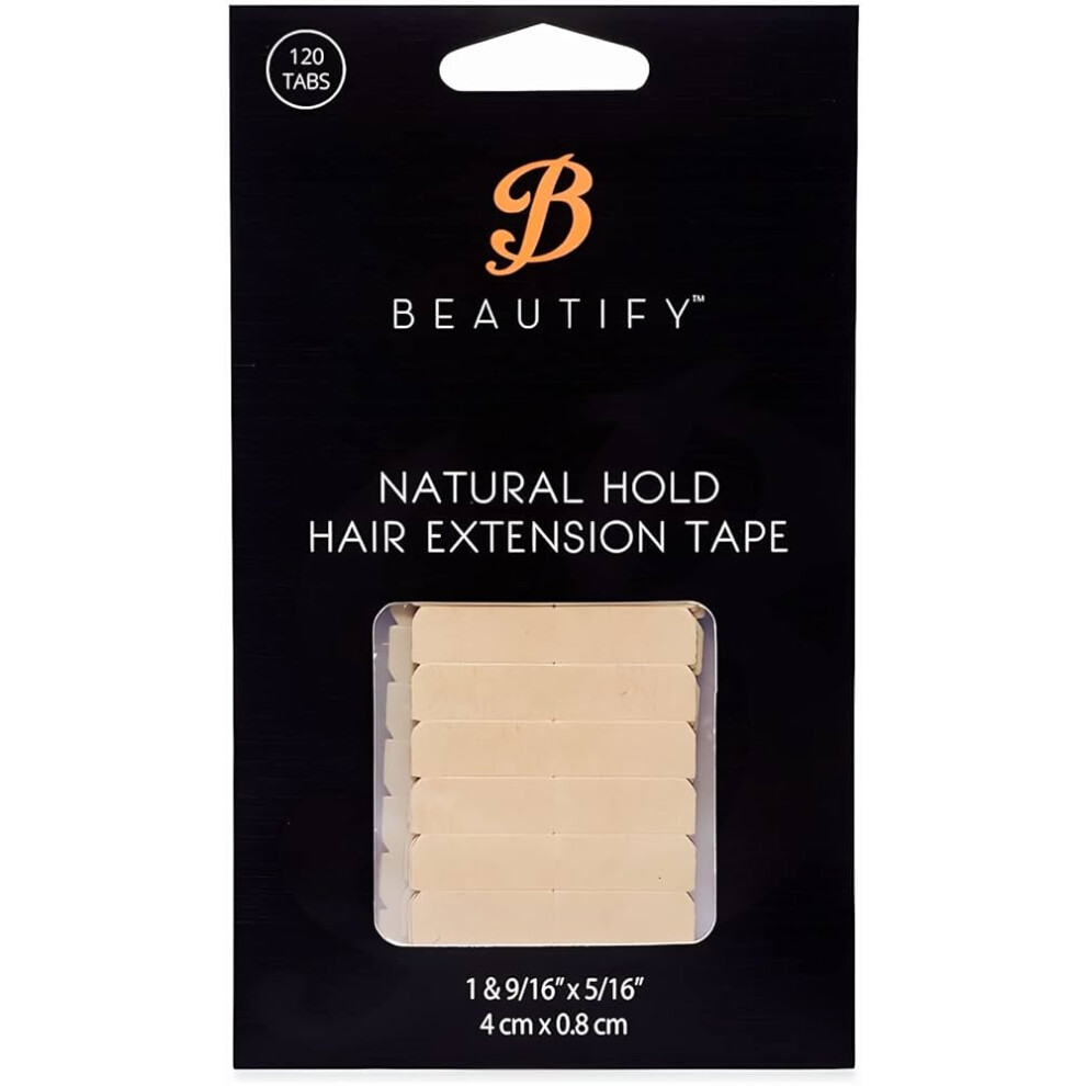 Walker Tape Co Beautify Natural Hold Double-Sided Hair Extension Tape Tabs - 120 Tabs, Low Residue, 1 Cm X 4 Cm, 4-6 Week Hold White,Cream,Clear
