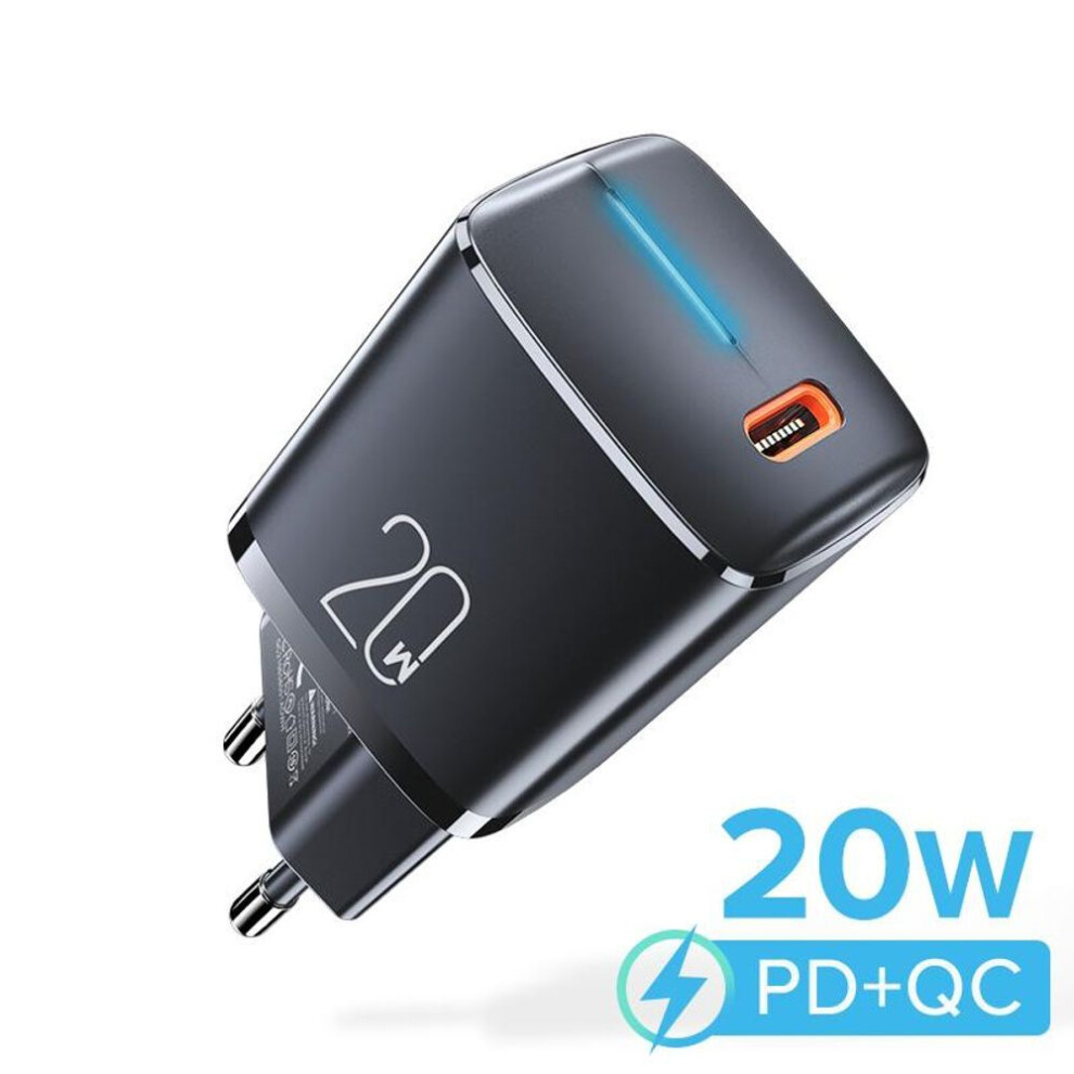(black, EU plug) QOOVI PD 20W Mini USB Type C Charger Fast Charging Wall Adapter Quick Charge 4.0 QC For iPhone 14 13 Pro Max 12 11 Xs X iPad Xiaomi Huawei Samsung