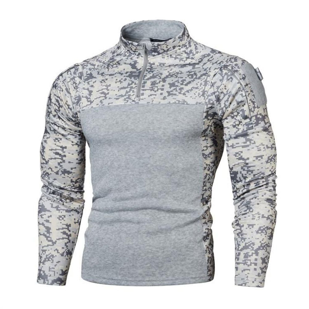 (light grey, Asian XXL) 2023 New Tactical Combat Shirt Men Military Uniform Camouflage hoodie Army Clothes Camo Jogging Sweatshirt long sleeve