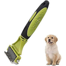 (As show, One size) Pet Grooming Tool Kit Double Sided Teeth Blade Dematting Tool Brush(Gre QAU