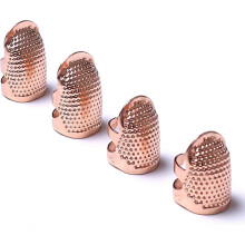 (As show, One size) 4 Pieces Sewing Thimble, Metal Rose Gold Sewing Thimble Finger Protector, Two S PQS