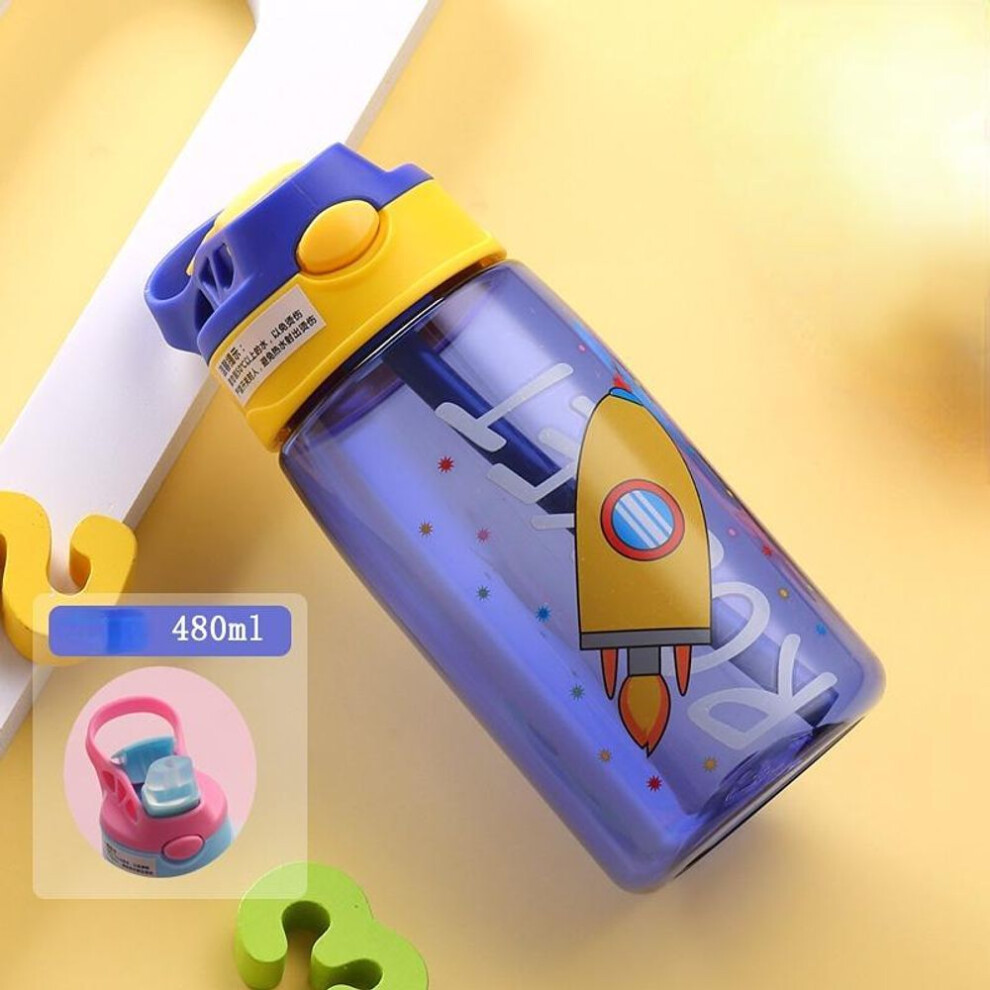 (blue) 1pc Kids Water Sippy Cup Kids Water Bottle With Straw And Handle Portable Drinking Bottle Cup Children