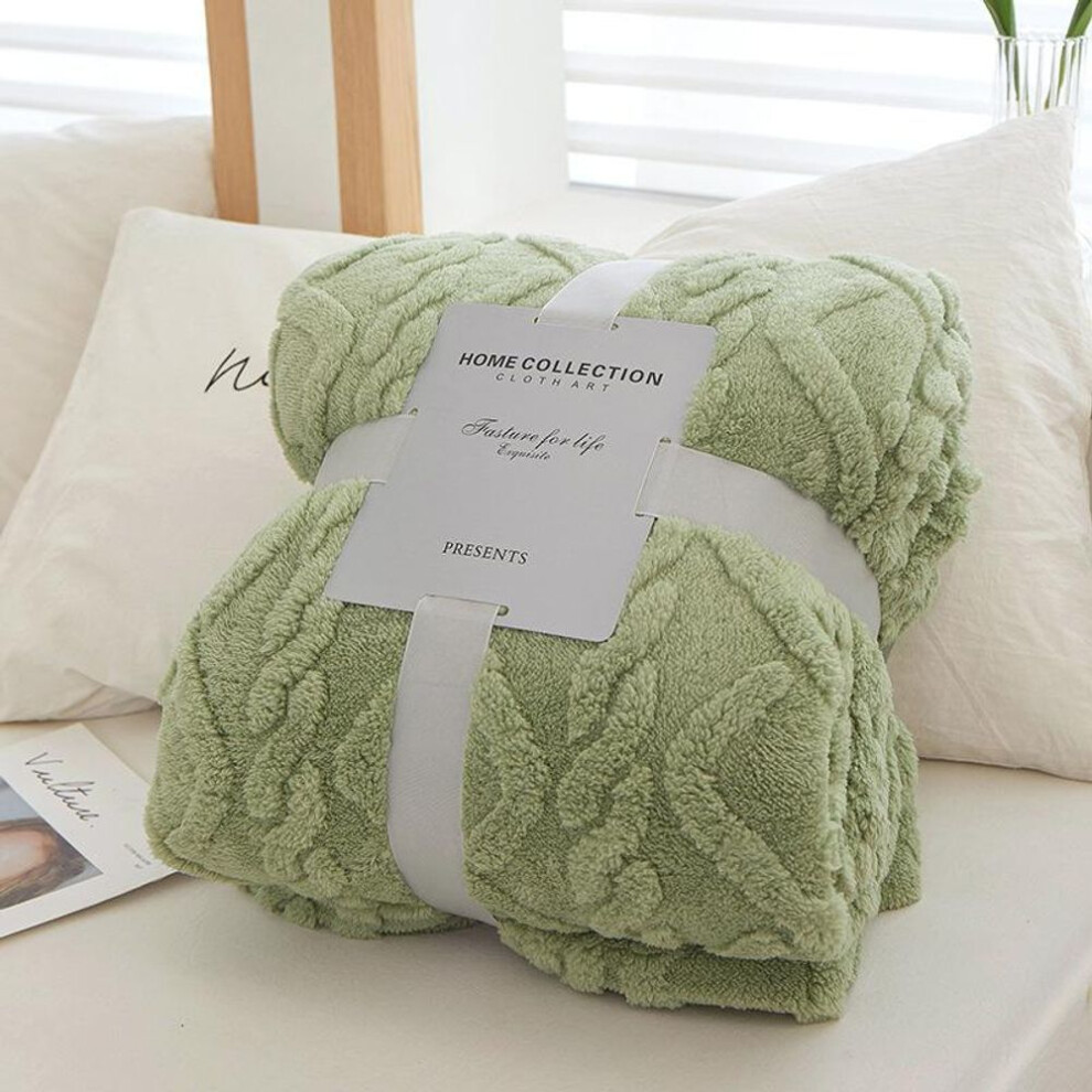 (green, 180*200cm) Thick Winter Blanket Throw Soft Warm Wool Blankets For Beds Plaid Taff Cashmere Lamb Thermal Quilt Bedspread