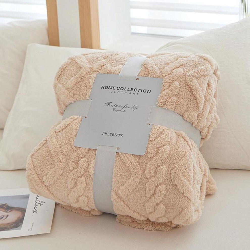 (light brown, 150*200cm) Thick Winter Blanket Throw Soft Warm Wool Blankets For Beds Plaid Taff Cashmere Lamb Thermal Quilt Bedspread